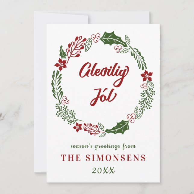 Cartes Pour Fêtes Annuelles Joyeux Noël en féroïen, personnalisable (Devant)