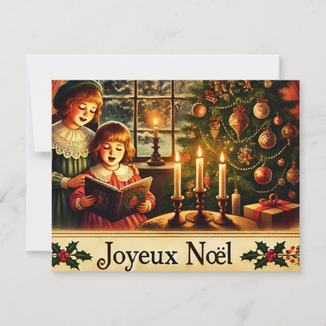 Cartes Pour Fêtes Annuelles Joyeux Noël en français (Devant)