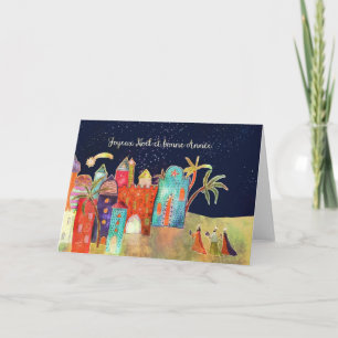 Cartes Pour Fêtes Annuelles Joyeux Noël en français, trois sages