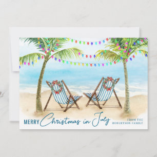Cartes Pour Fêtes Annuelles Joyeux Noël en juillet Palmiers de plage tropicale