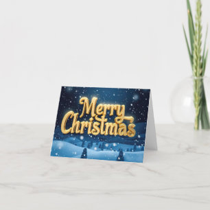 Cartes Pour Fêtes Annuelles « Joyeux Noël » en lettres dorées avec de la neige