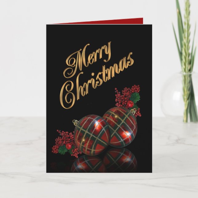 Cartes Pour Fêtes Annuelles Joyeux Noël en noir avec photo à l'intérieur (Devant)