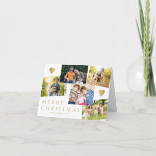 Cartes Pour Fêtes Annuelles Joyeux Noël en or 5 photos de famille modernes