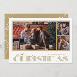 Cartes Pour Fêtes Annuelles Joyeux Noël en or photo multiple