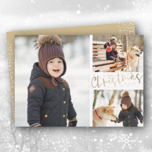 Cartes Pour Fêtes Annuelles Joyeux Noël en or photo multiple