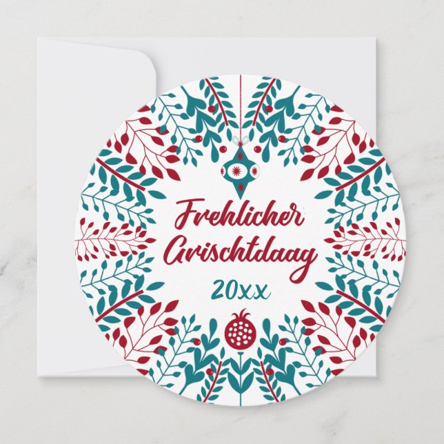 Cartes Pour Fêtes Annuelles Joyeux Noël en pennsylvanien allemand (Devant)