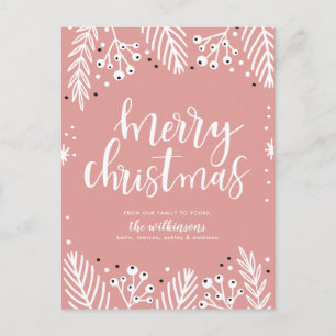 Cartes Pour Fêtes Annuelles Joyeux Noël en rose