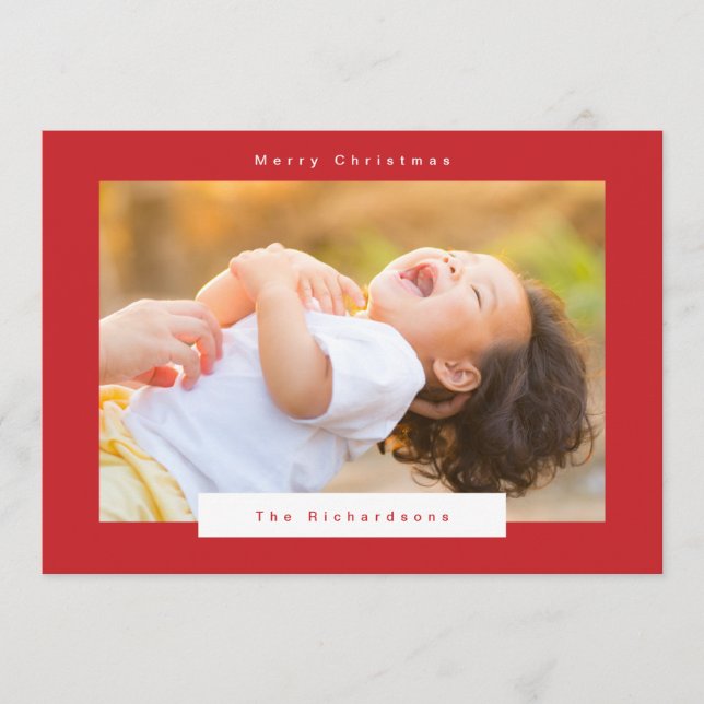 Cartes Pour Fêtes Annuelles Joyeux Noël en rouge et blanc photo (Devant)