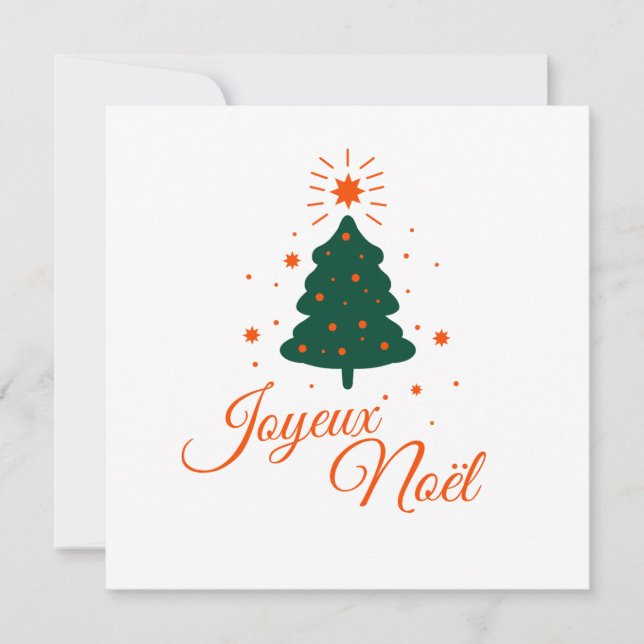 Cartes Pour Fêtes Annuelles Joyeux Noël en rouge : sapin classique et joyeux (Devant)
