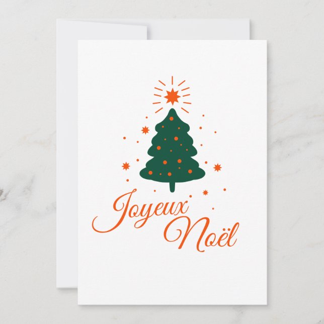 Cartes Pour Fêtes Annuelles Joyeux Noël en rouge : sapin classique et joyeux (Devant)