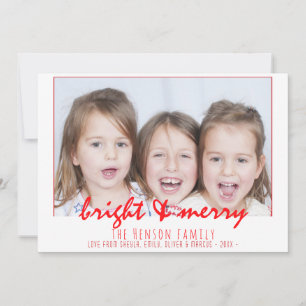 Cartes Pour Fêtes Annuelles Joyeux Noël en rouge script Photo de famille Noël