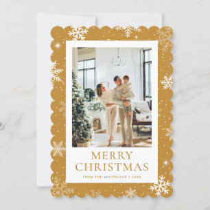 Cartes Pour Fêtes Annuelles Joyeux Noël enneigé jaune Photo