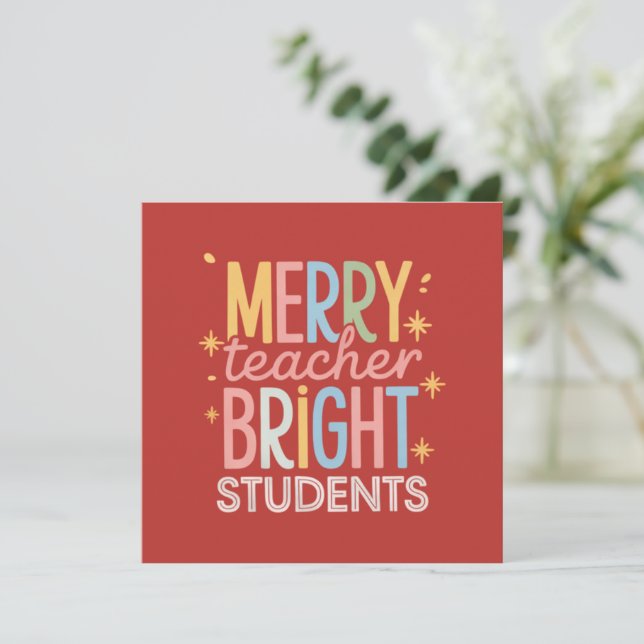 Cartes Pour Fêtes Annuelles Joyeux Noël Enseignant Étudiants Brillant Funny Xm (Debout devant)