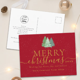 Cartes Pour Fêtes Annuelles Joyeux Noël Entreprise Logo Script Rouge