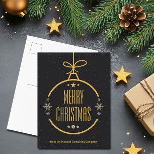 Cartes Pour Fêtes Annuelles Joyeux Noël Entreprise Personnalisé Or Noir Élégan