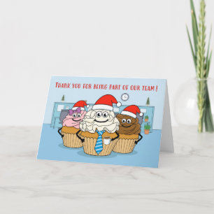 Cartes Pour Fêtes Annuelles Joyeux Noël Équipe Commerciale Cupcakes Chapeaux d