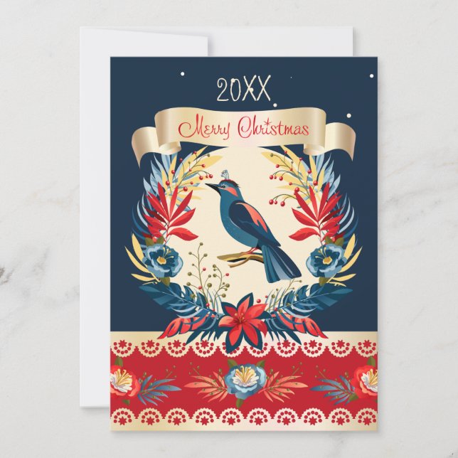 Cartes Pour Fêtes Annuelles Joyeux Noël et Bonne Année ! 2026 Blue Bird (Devant)