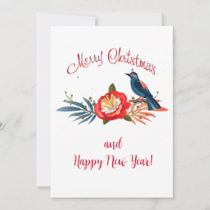 Cartes Pour Fêtes Annuelles Joyeux Noël et Bonne Année ! 2026 Blue Bird