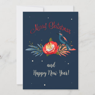 Cartes Pour Fêtes Annuelles Joyeux Noël et Bonne Année ! 2027 Oiseau Bleu