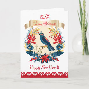 Cartes Pour Fêtes Annuelles Joyeux Noël et Bonne Année ! 2027 Oiseau Bleu