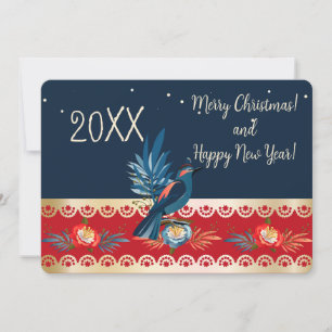 Cartes Pour Fêtes Annuelles Joyeux Noël et Bonne Année ! 2027 Oiseau Bleu