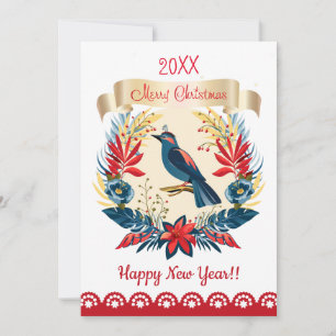 Cartes Pour Fêtes Annuelles Joyeux Noël et Bonne Année ! 20XX Blue Bird