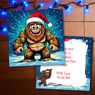 Cartes Pour Fêtes Annuelles Joyeux Noël et Bonne Année Bigfoot