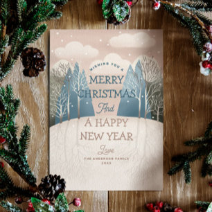 Cartes Pour Fêtes Annuelles Joyeux Noël et Bonne Année Bois d'hiver