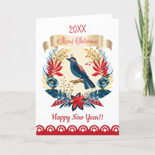 Cartes Pour Fêtes Annuelles Joyeux Noël et Bonne Année ! Oiseau bleu 2025