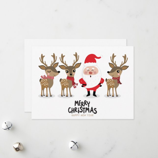 Cartes Pour Fêtes Annuelles Joyeux Noël et Bonne Année Père Noël  (Devant/Arrière en situation)