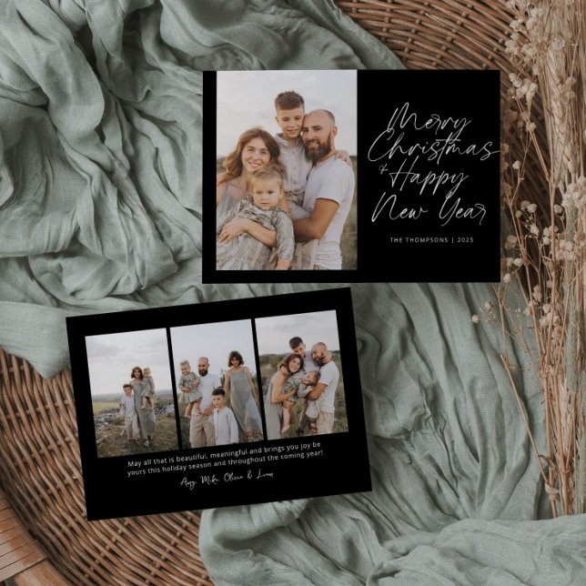 Cartes Pour Fêtes Annuelles Joyeux Noël et Bonne Année Script moderne (Créateur téléchargé)