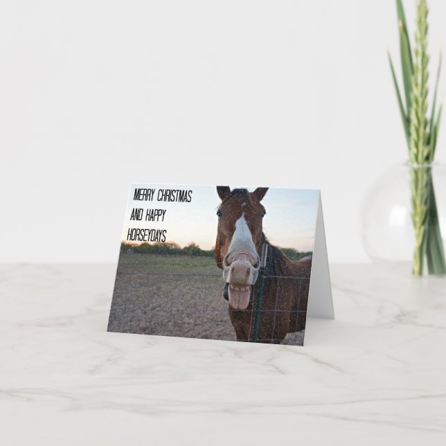 Cartes Pour Fêtes Annuelles Joyeux Noël et Joyeux Horseydays (Devant)