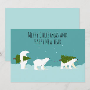 Cartes Pour Fêtes Annuelles Joyeux Noël et Joyeux Nouvel An Ours Polaires
