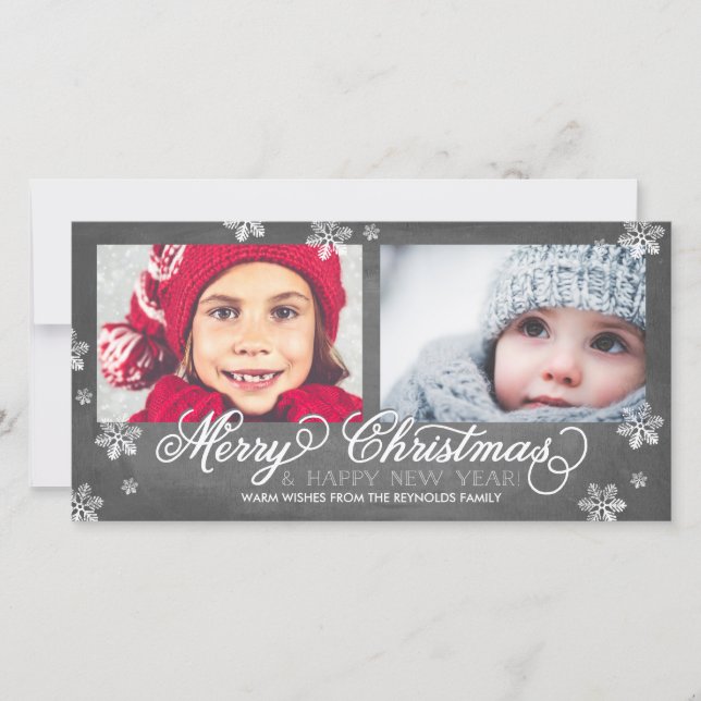 Cartes Pour Fêtes Annuelles Joyeux Noël et Joyeux Snowflakes du Nouvel An (Devant)