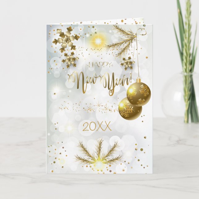 Cartes Pour Fêtes Annuelles Joyeux Noël et Nouvel An ! 20XX Gold Luxury (Devant)