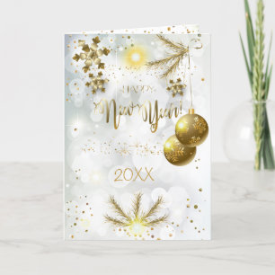 Cartes Pour Fêtes Annuelles Joyeux Noël et Nouvel An ! 20XX Gold Luxury