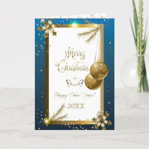 Cartes Pour Fêtes Annuelles Joyeux Noël et Nouvel An ! 20XX Gold Luxury