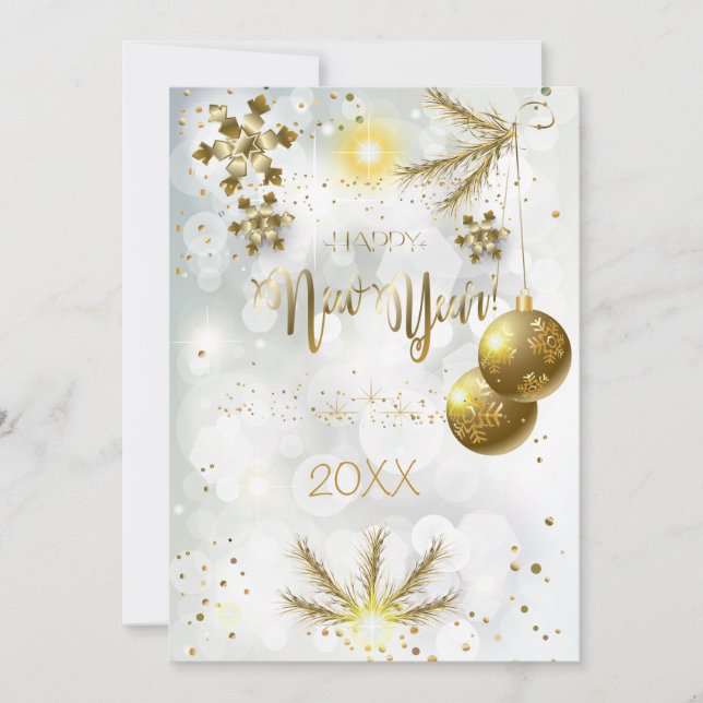 Cartes Pour Fêtes Annuelles Joyeux Noël et Nouvel An ! 20XX Gold Luxury (Devant)