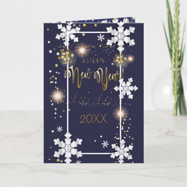 Cartes Pour Fêtes Annuelles Joyeux Noël et Nouvel An ! 20XX Gold Luxury (Devant)