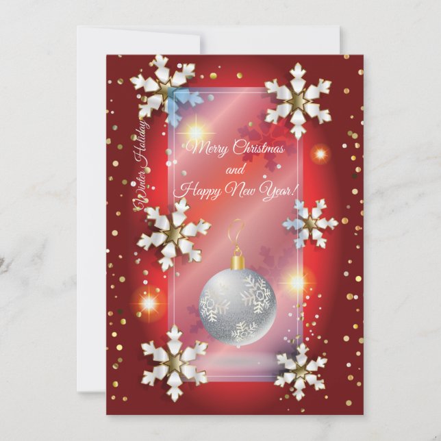 Cartes Pour Fêtes Annuelles Joyeux Noël et Nouvel An ! 20XX Silver Luxury (Devant)