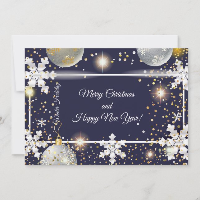 Cartes Pour Fêtes Annuelles Joyeux Noël et Nouvel An ! 20XX Silver Luxury (Devant)