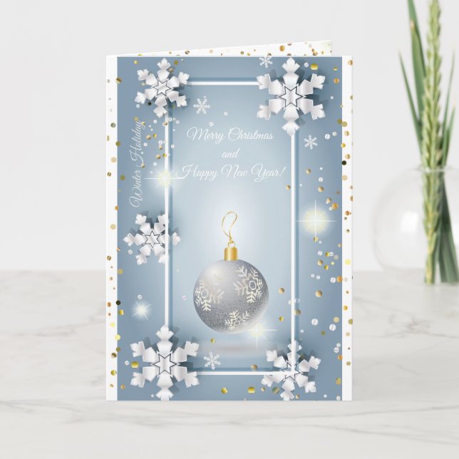 Cartes Pour Fêtes Annuelles Joyeux Noël et Nouvel An ! 20XX Silver Luxury (Devant)
