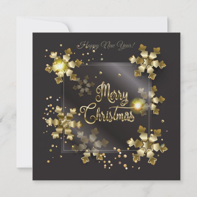 Cartes Pour Fêtes Annuelles Joyeux Noël et Nouvel An ! Luxe Or 2023 (Devant)