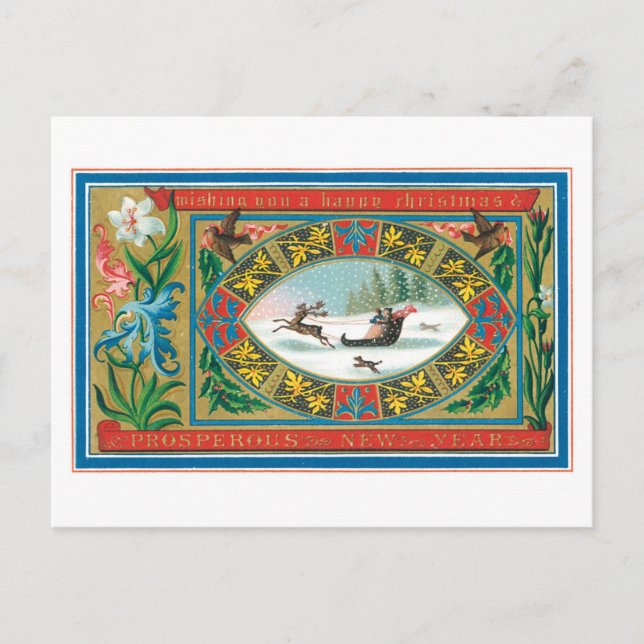 Cartes Pour Fêtes Annuelles Joyeux Noël et Nouvel An prospère (Devant)