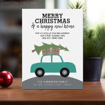 Cartes Pour Fêtes Annuelles Joyeux Noël et une nouvelle adresse résidentielle<br><div class="desc">Un accueil de vacances moderne avec une illustration d'une voiture de déménagement cadeaux et un arbre.</div>