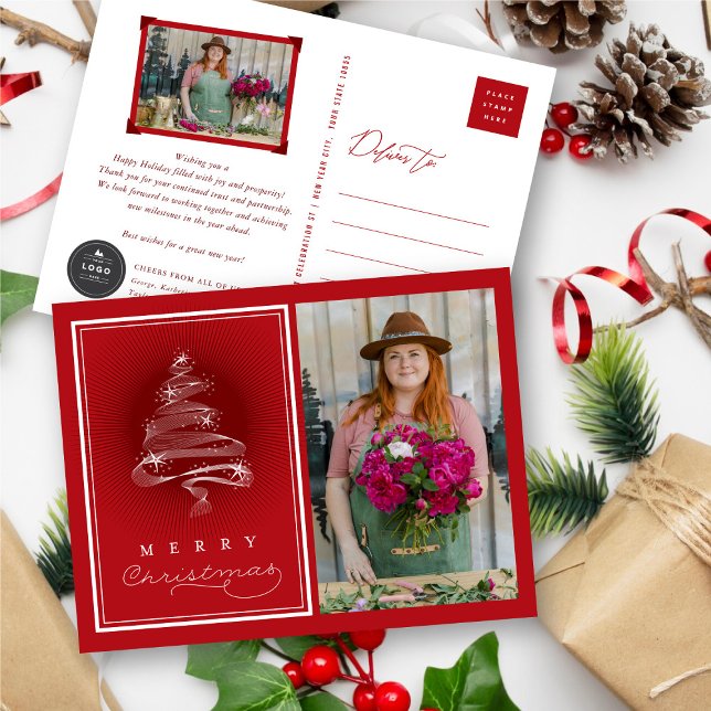 Cartes Pour Fêtes Annuelles Joyeux Noël étincelant Arbre de Noël (Créateur téléchargé)