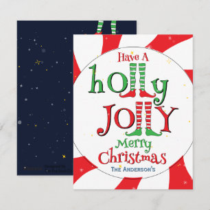 Cartes Pour Fêtes Annuelles Joyeux Noël Étincelant et Amusant, Jambes de L'Elf