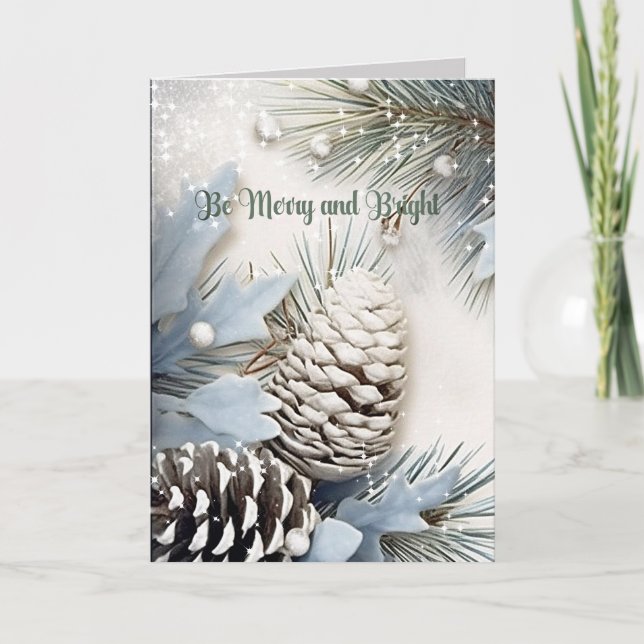 Cartes Pour Fêtes Annuelles Joyeux Noël Étincelle Flammes de neige Pine Cônes (Devant)