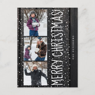 Cartes Pour Fêtes Annuelles Joyeux Noël famille 3 photo collage rustique