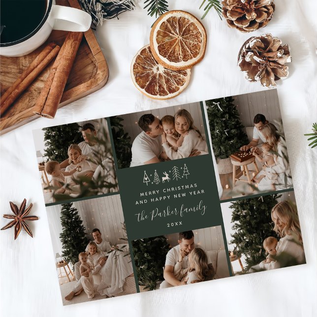 Cartes Pour Fêtes Annuelles Joyeux Noël Famille 6 Collage de Photos (Créateur téléchargé)